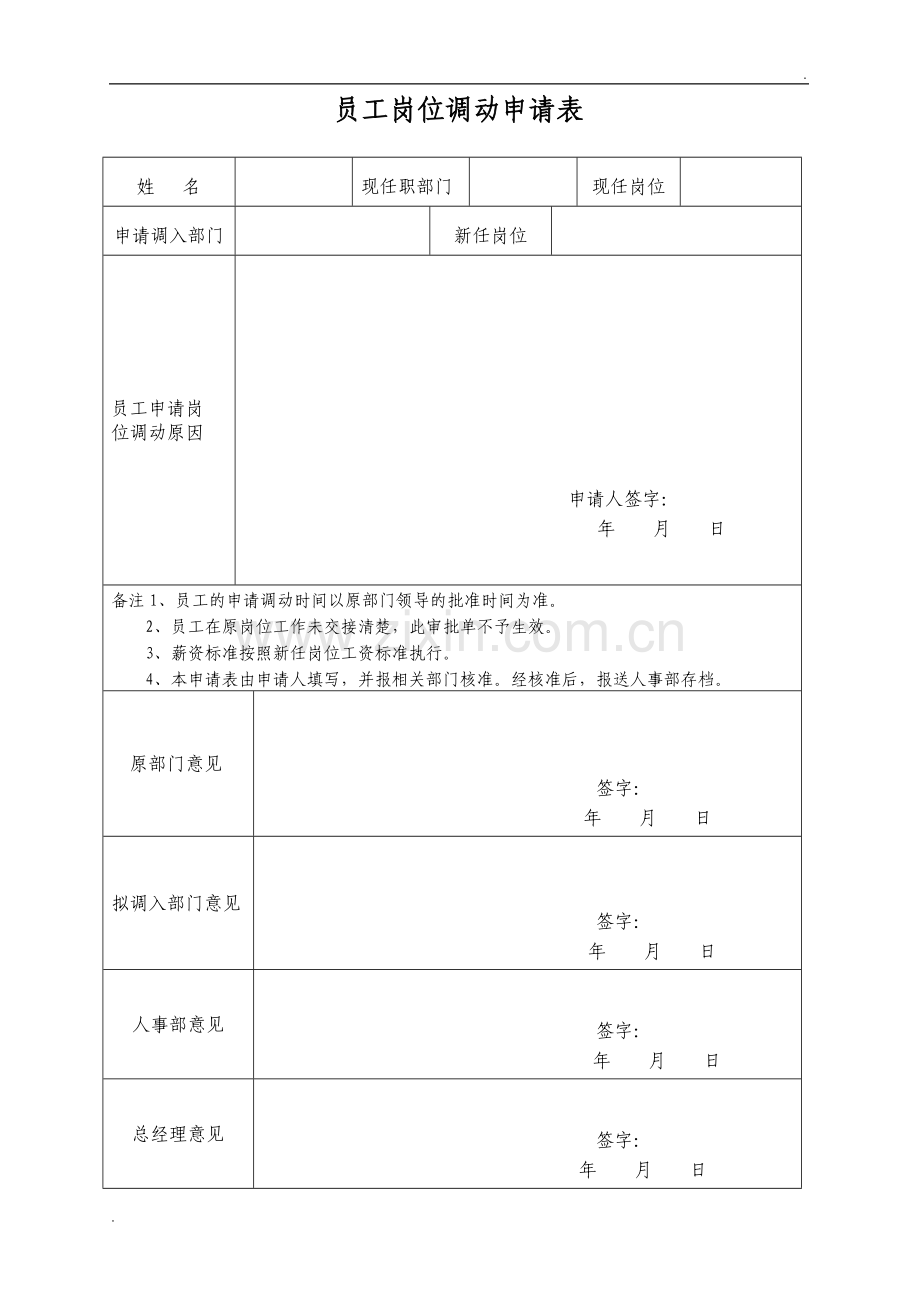 员工岗位调动申请表.doc_第1页