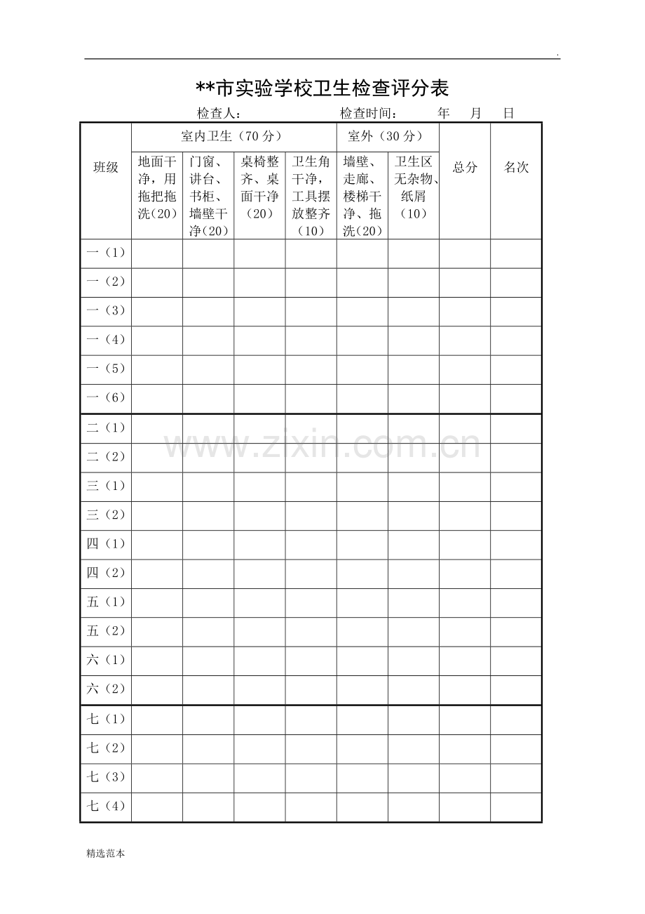 学校卫生检查评分表.doc_第1页