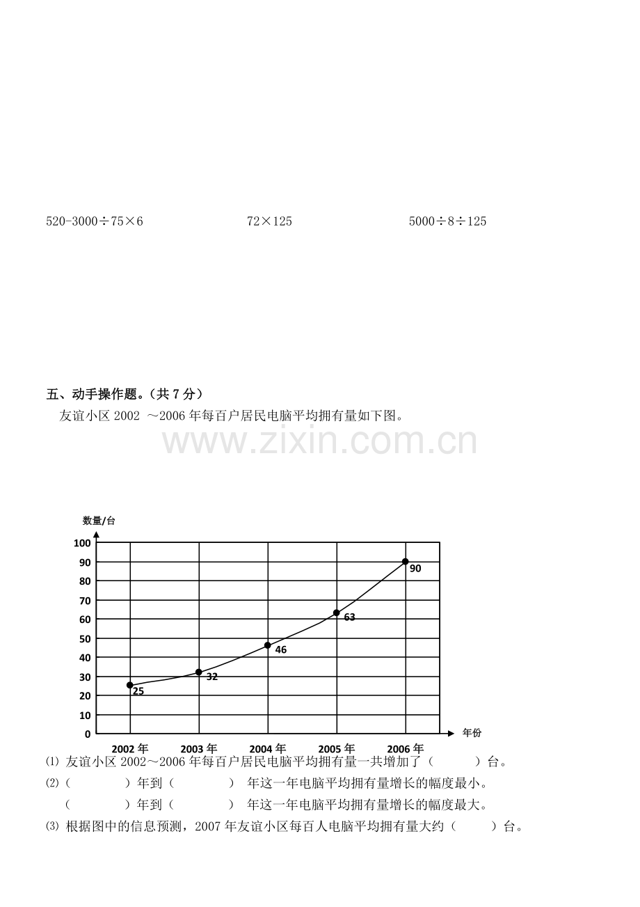 小学四年级数学下册期末试卷及答案(人教版).doc_第3页