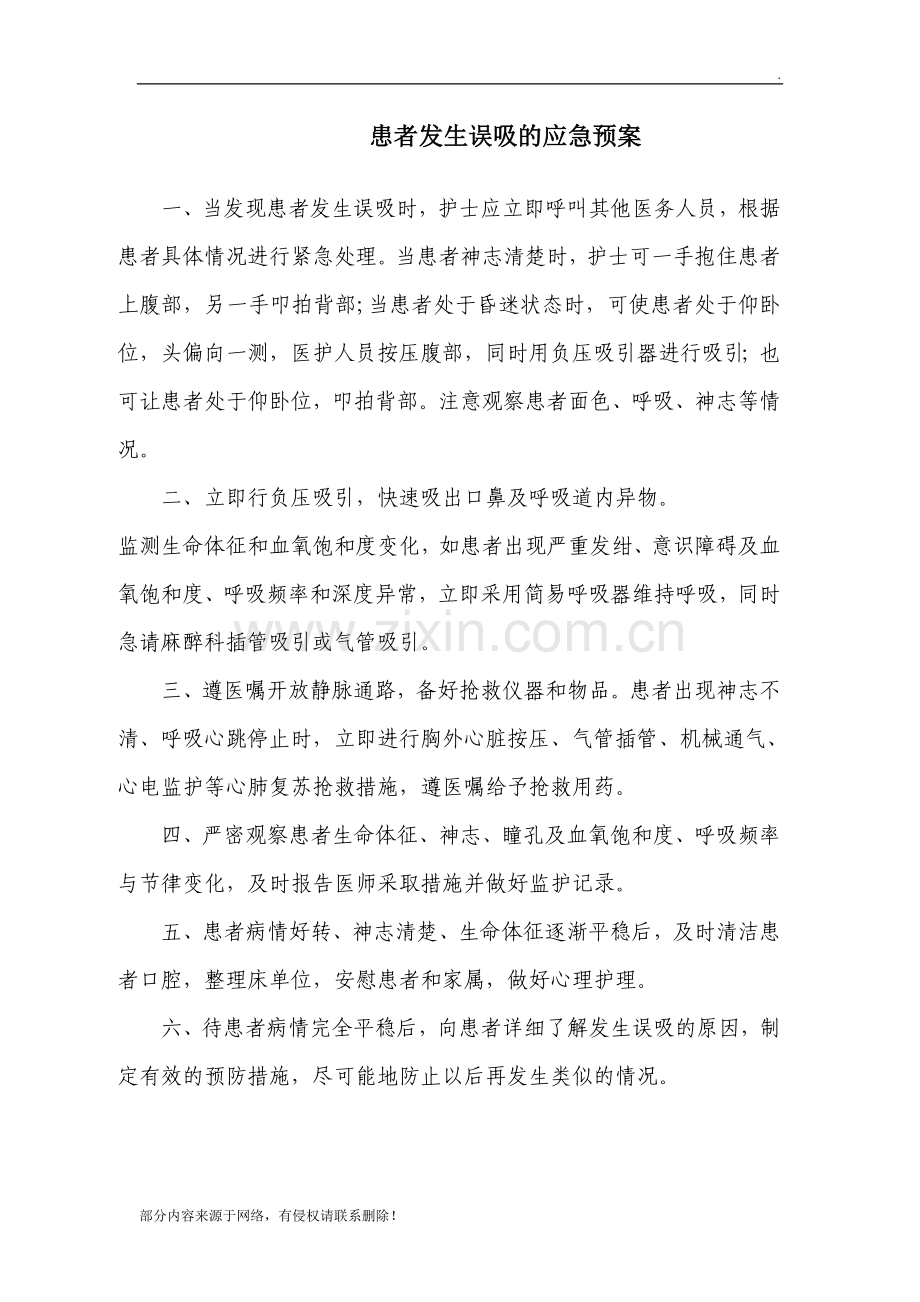 患者发生误吸的应急预案.doc_第1页