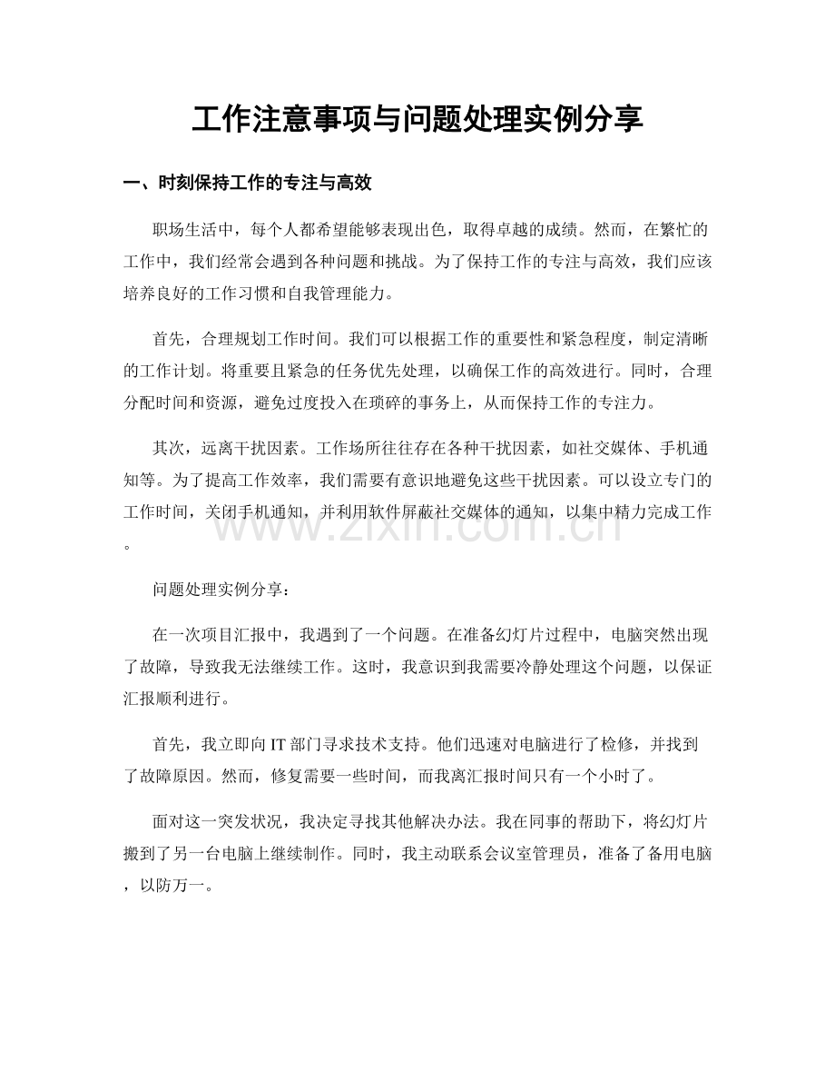 工作注意事项与问题处理实例分享.docx_第1页