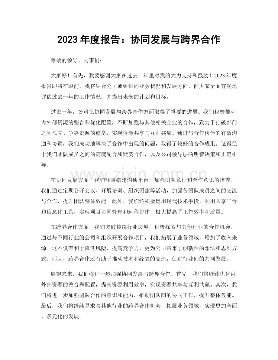 2023年度报告：协同发展与跨界合作.docx_第1页