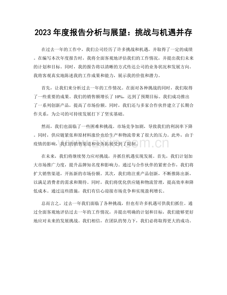 2023年度报告分析与展望：挑战与机遇并存.docx_第1页