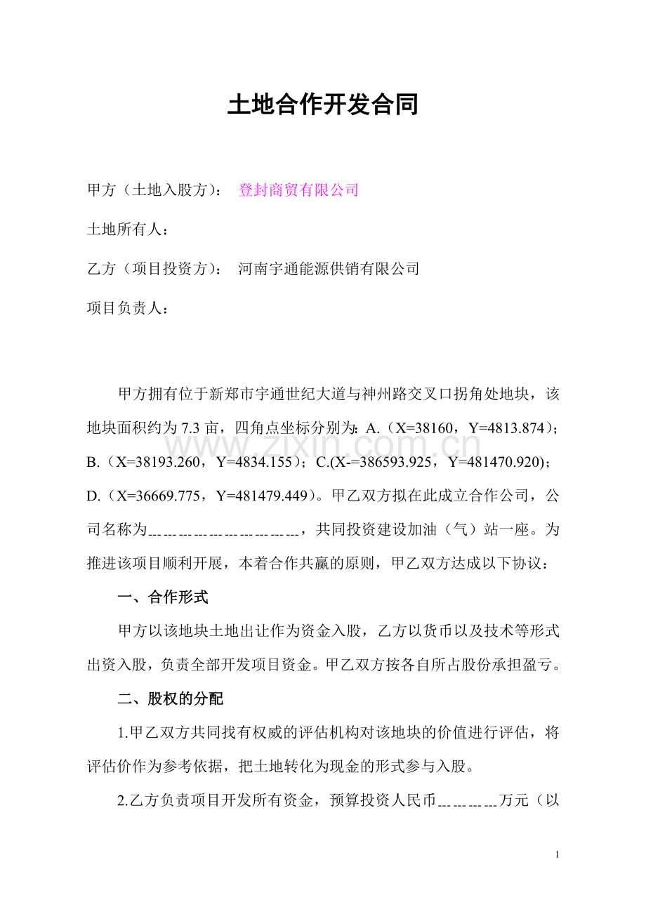 加油站项目合作开发协议.doc_第1页