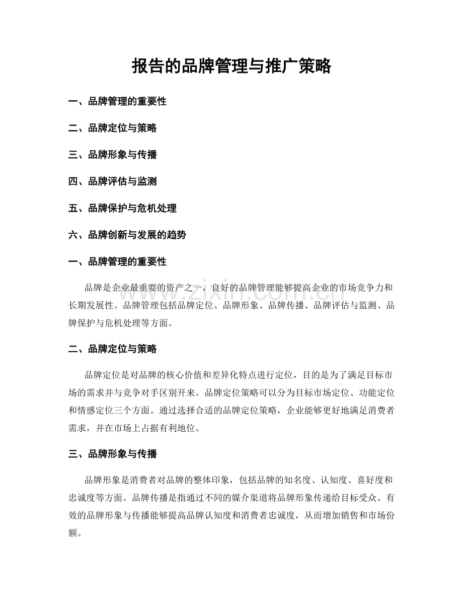 报告的品牌管理与推广策略.docx_第1页