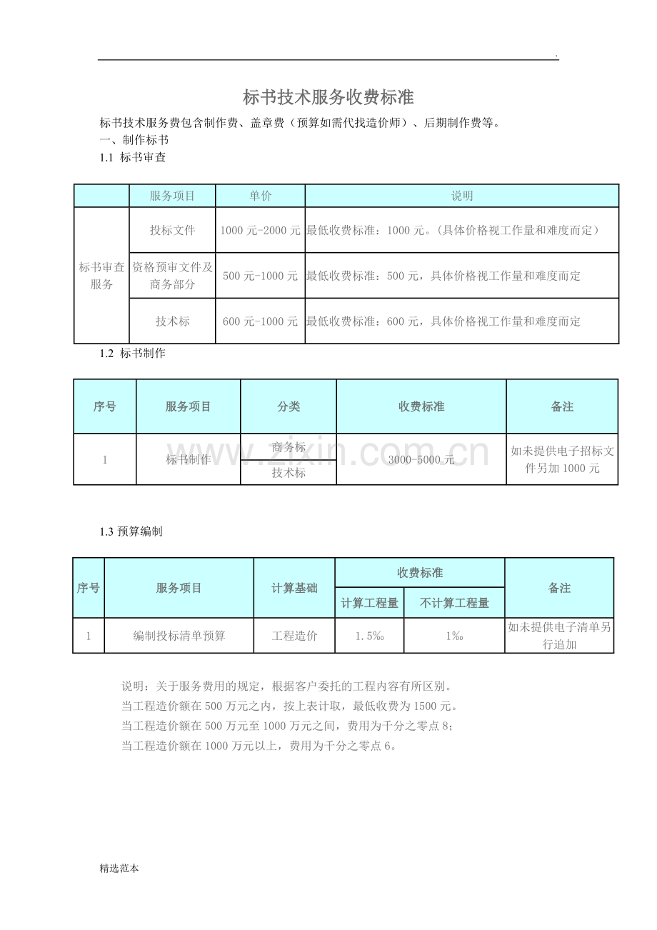 标书服务收费标准.doc_第1页