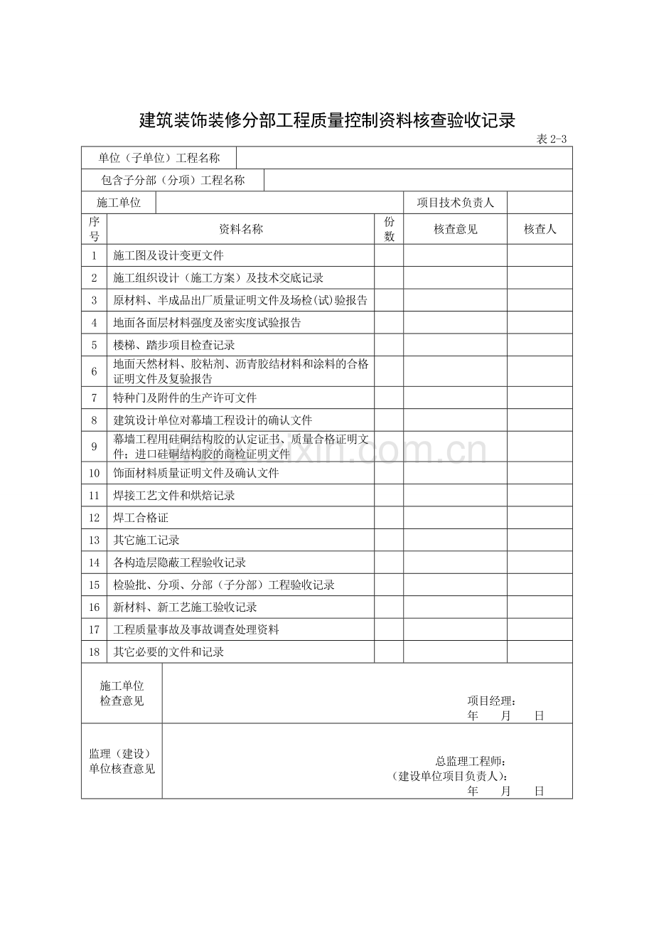 分部工程质量控制资料核查验收记录.doc_第3页