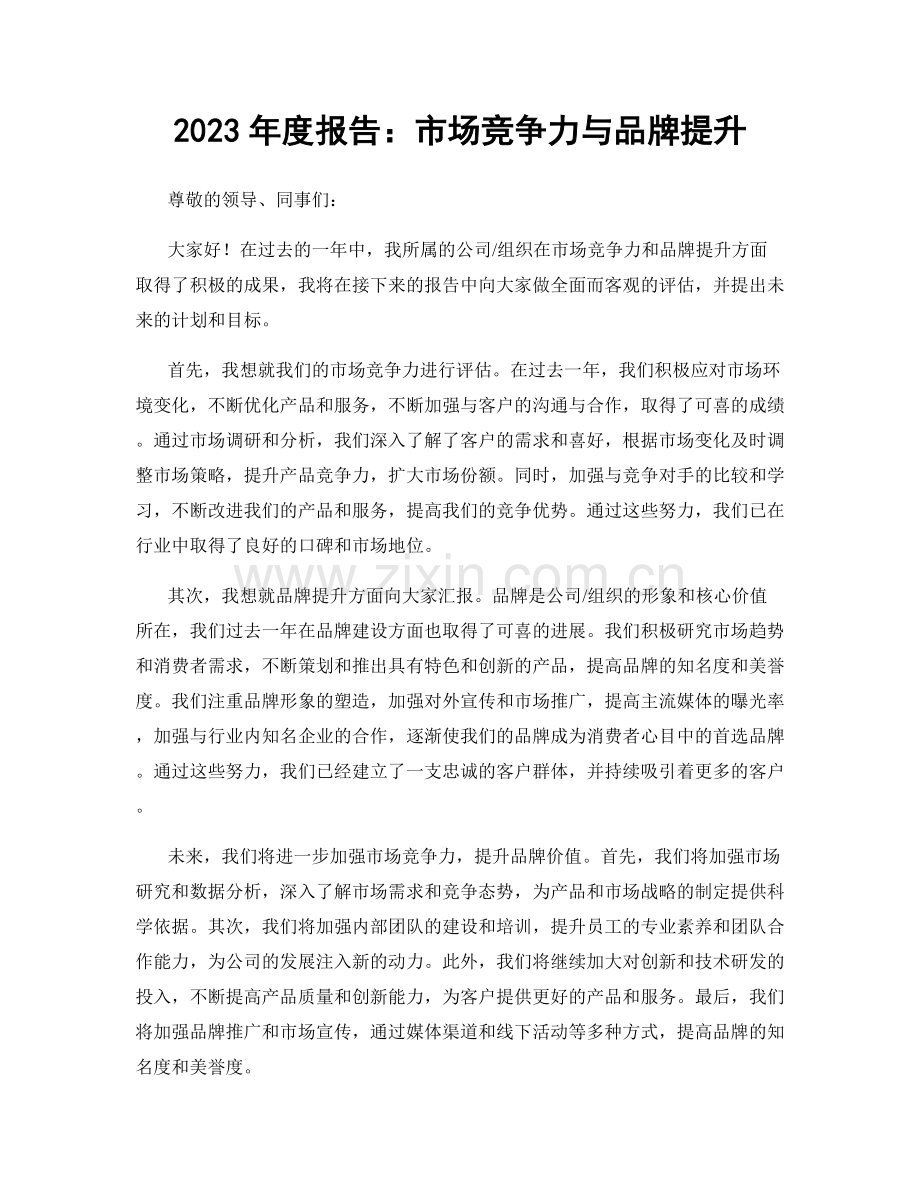 2023年度报告：市场竞争力与品牌提升.docx_第1页