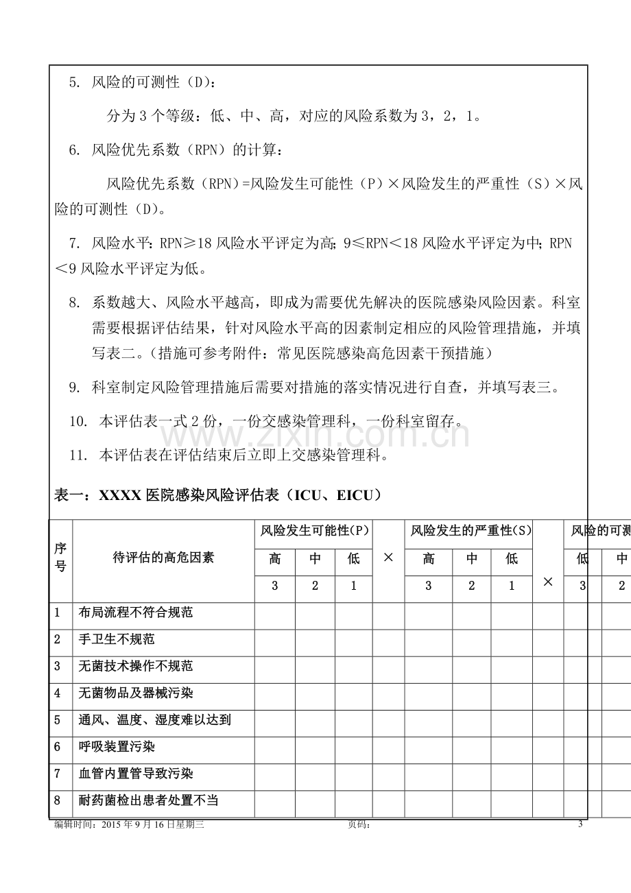 医院感染风险评估表使用说明8p.docx_第3页