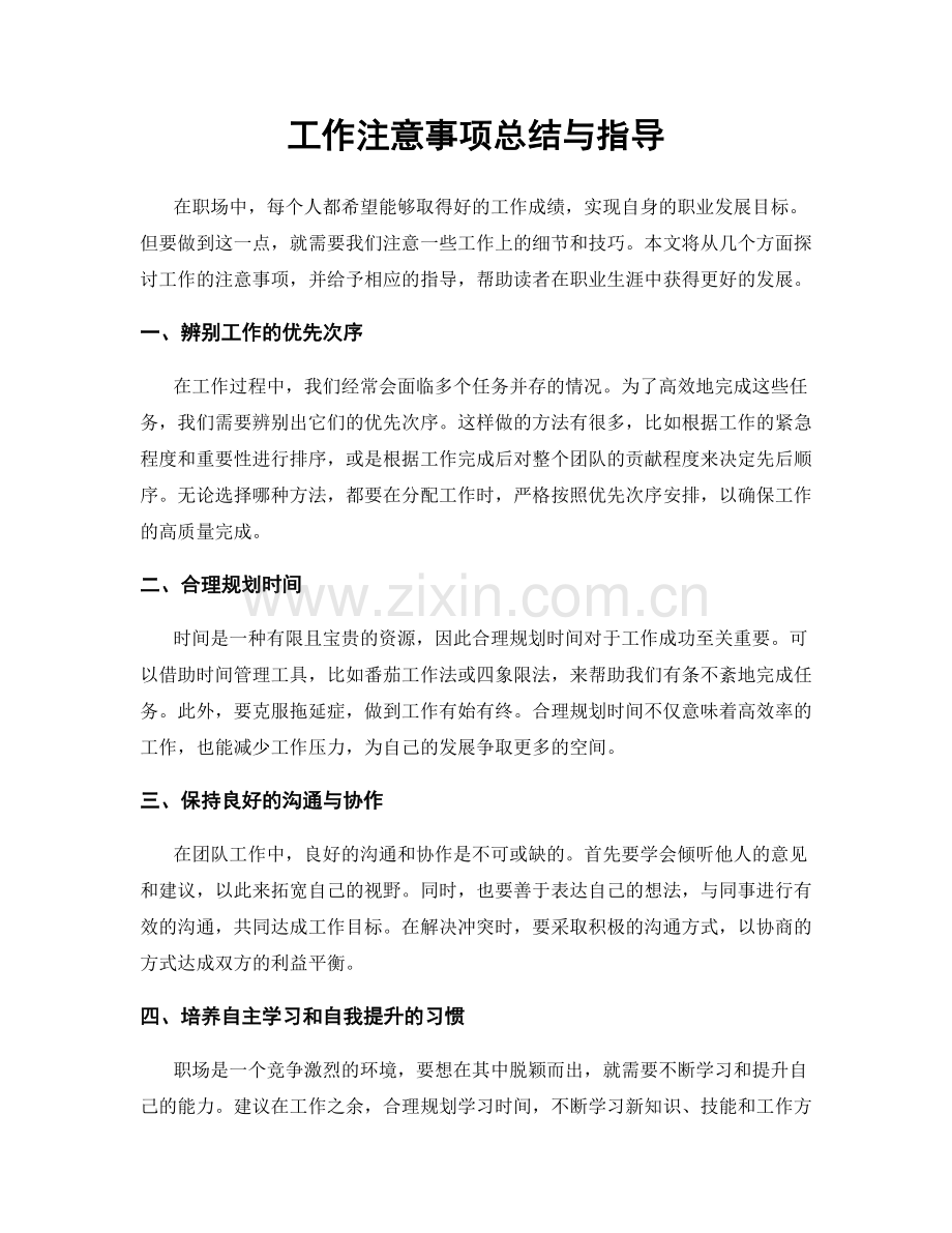 工作注意事项总结与指导.docx_第1页