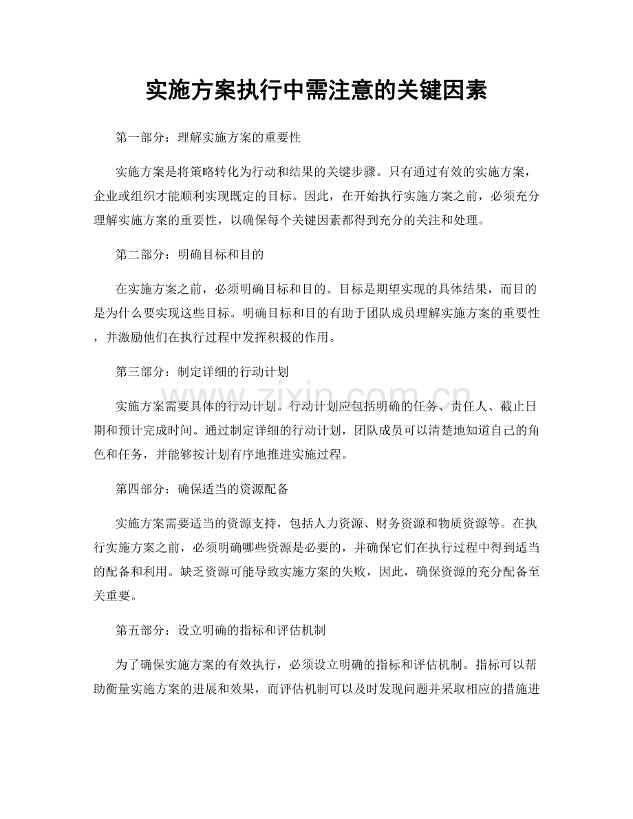 实施方案执行中需注意的关键因素.docx_第1页