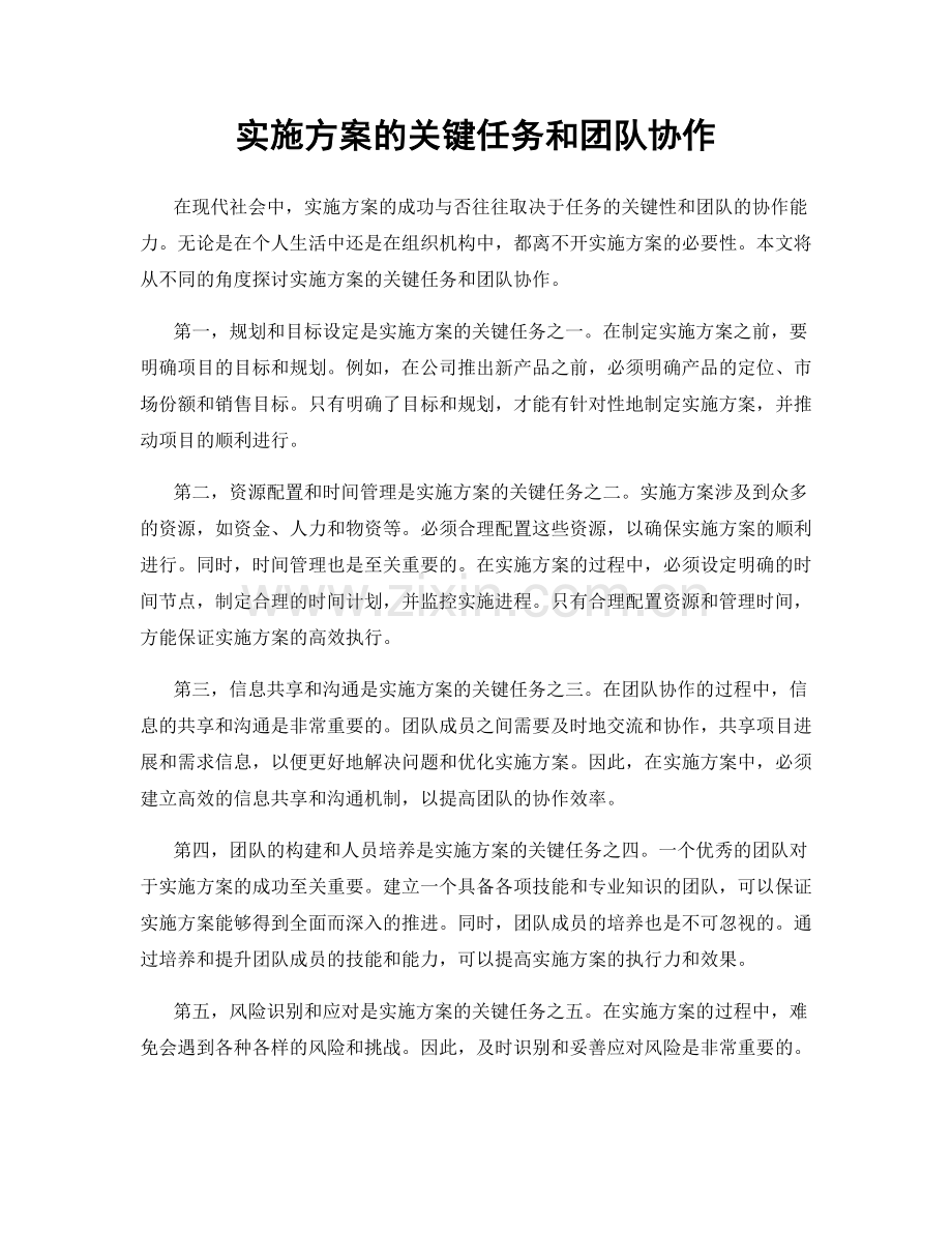 实施方案的关键任务和团队协作.docx_第1页