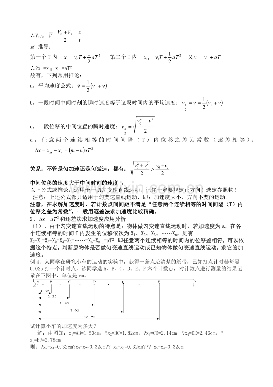 高一物理运动学公式整理部分.docx_第2页