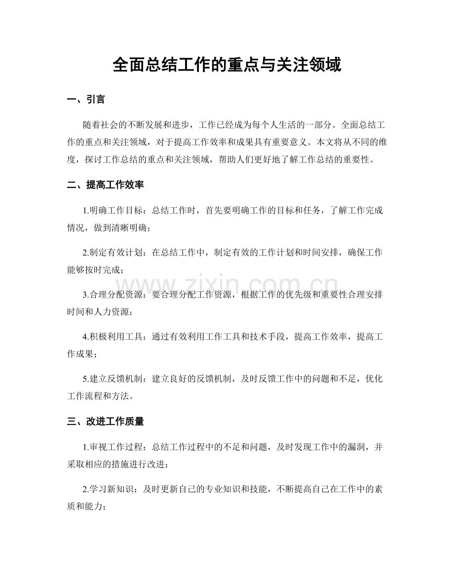 全面总结工作的重点与关注领域.docx_第1页