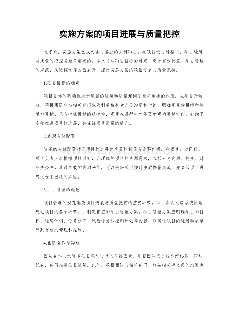 实施方案的项目进展与质量把控.docx_第1页