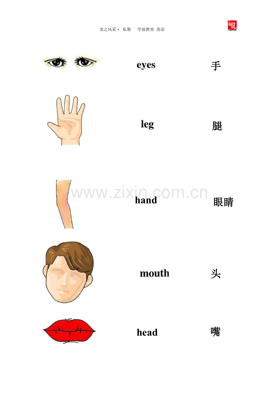 人体部位英语练习.doc_第2页