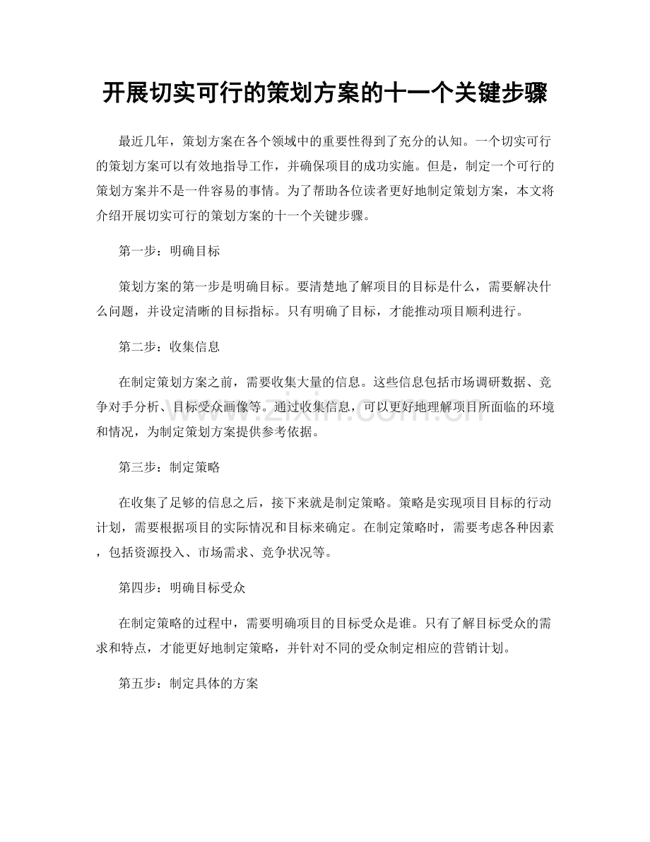 开展切实可行的策划方案的十一个关键步骤.docx_第1页