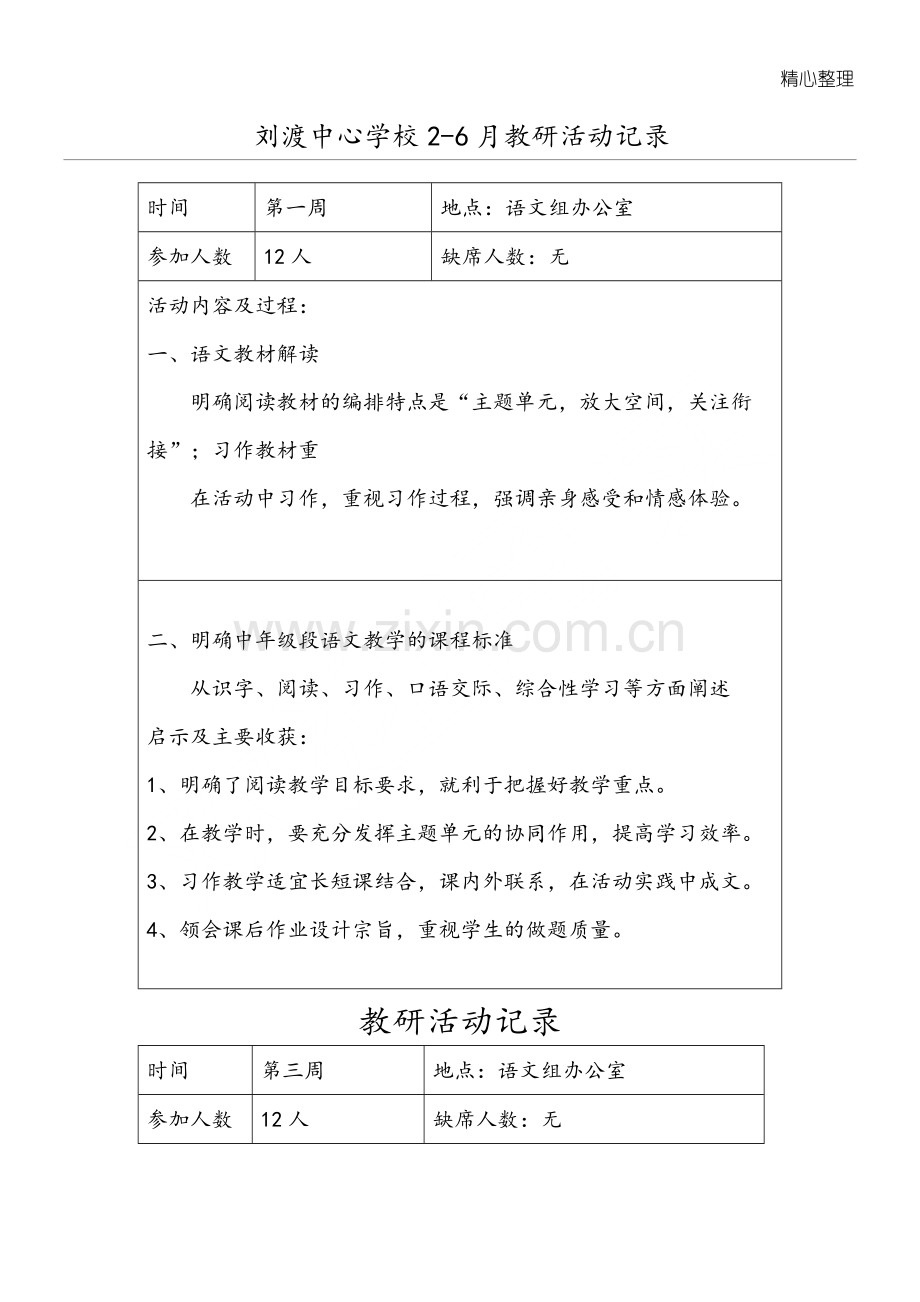 初中语文教研组活动记录.docx_第1页