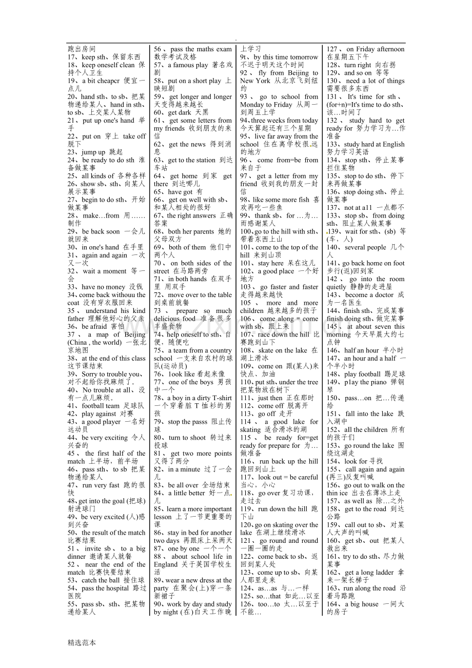 人教版初中英语词组汇总表(1-5册).doc_第3页