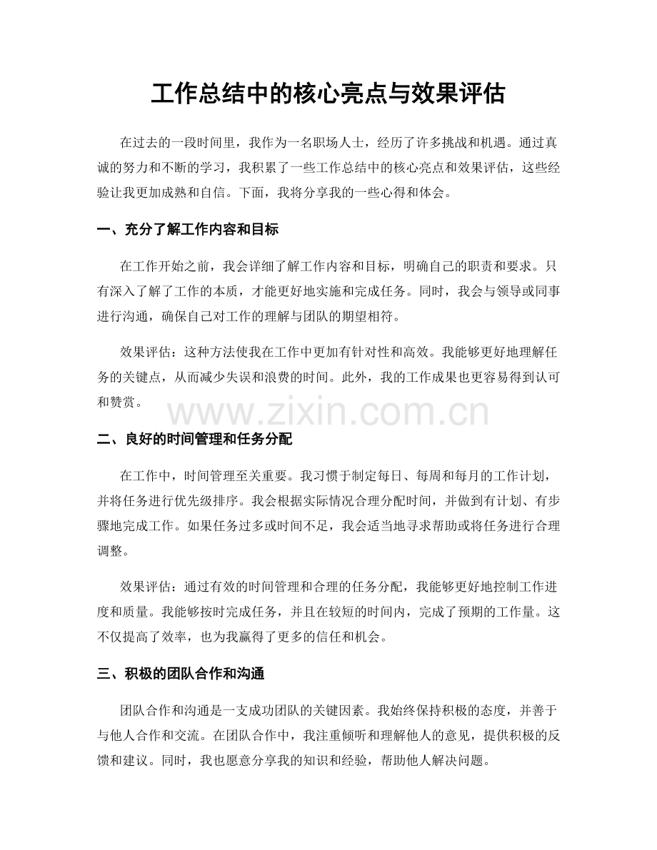 工作总结中的核心亮点与效果评估.docx_第1页