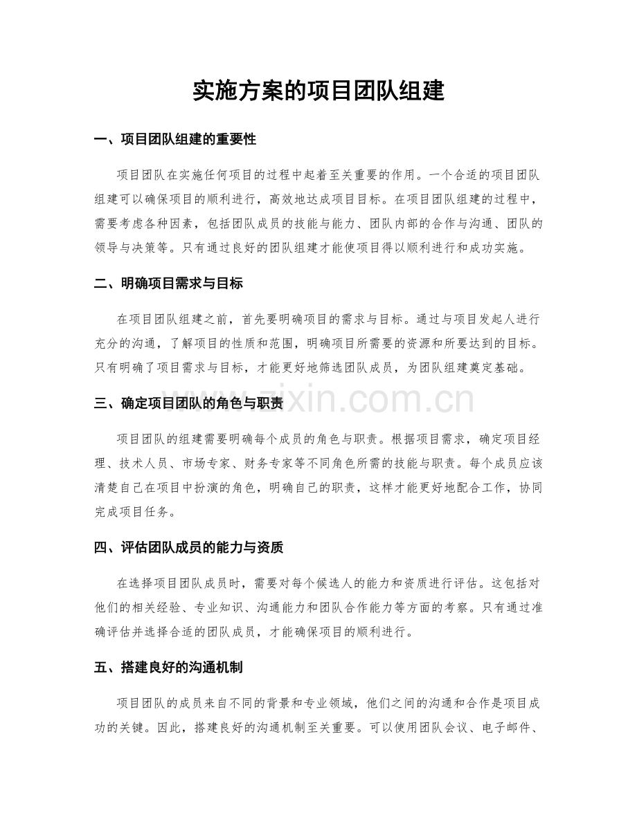 实施方案的项目团队组建.docx_第1页