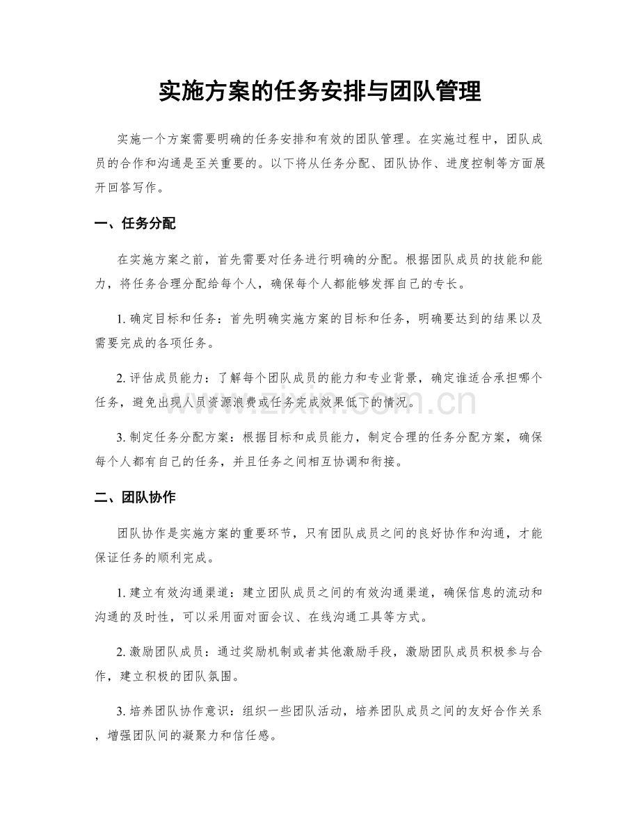 实施方案的任务安排与团队管理.docx_第1页