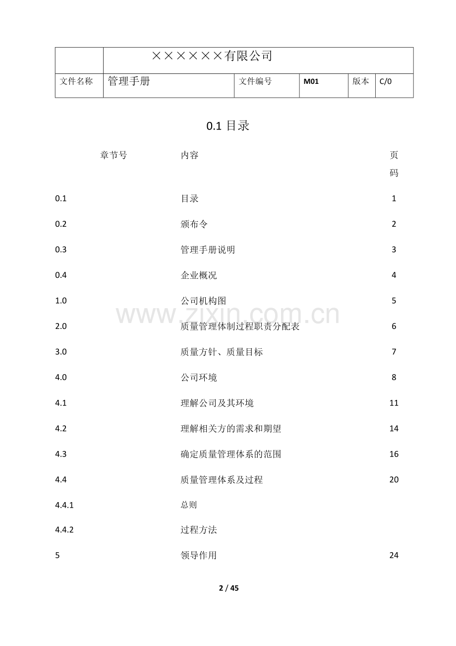 ISO9001：2015版管理手册.doc_第2页