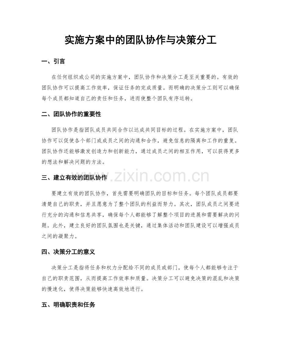 实施方案中的团队协作与决策分工.docx_第1页