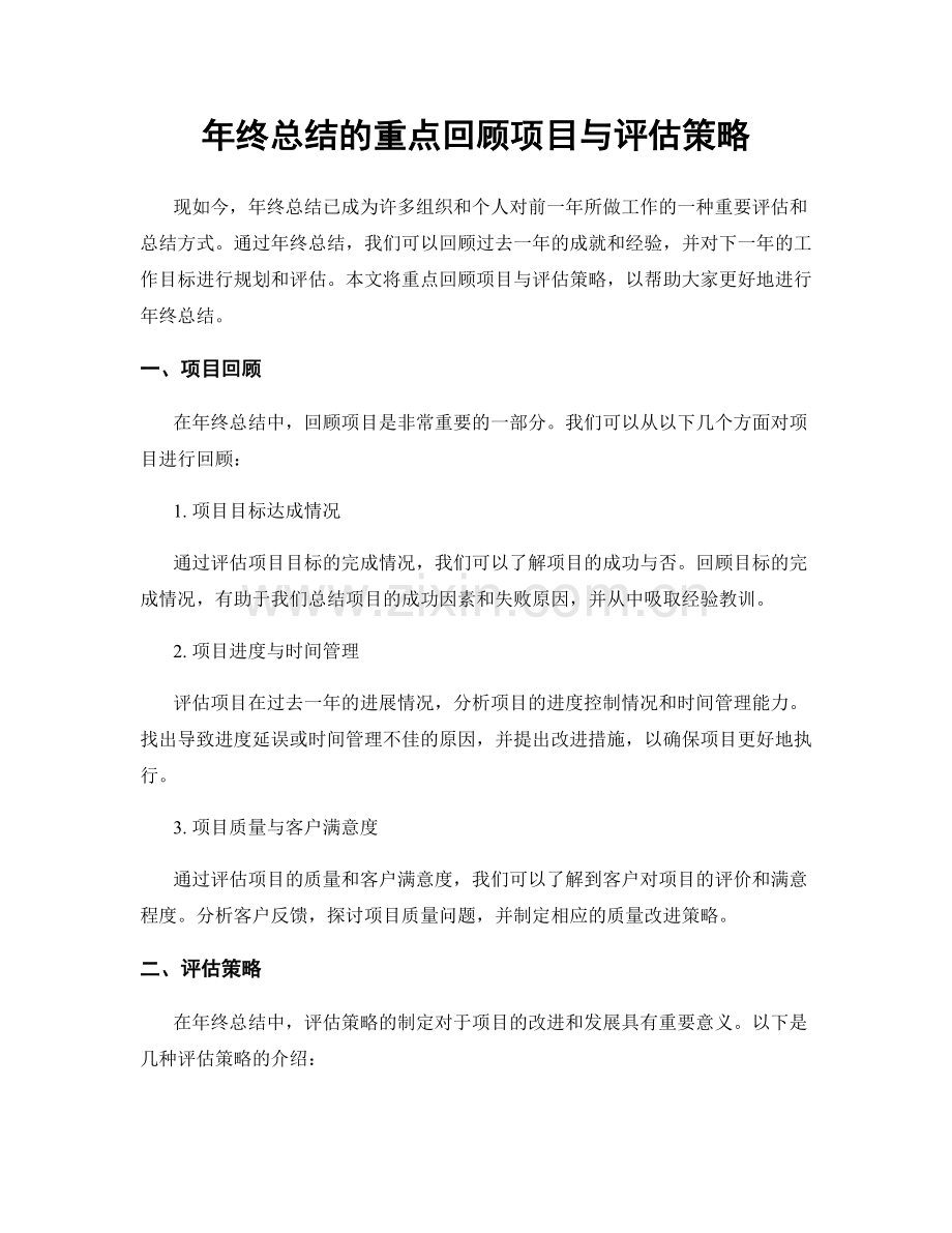 年终总结的重点回顾项目与评估策略.docx_第1页