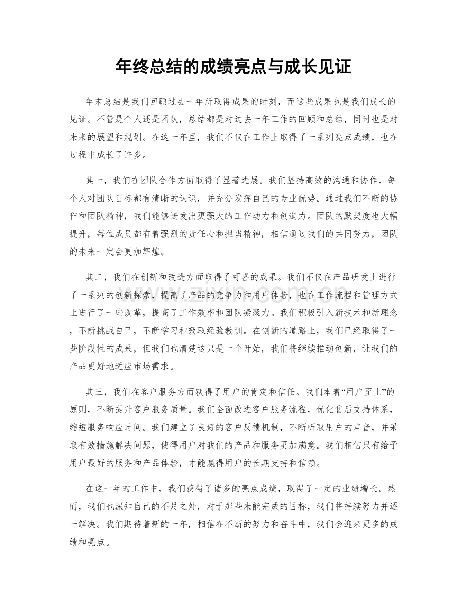 年终总结的成绩亮点与成长见证.docx_第1页