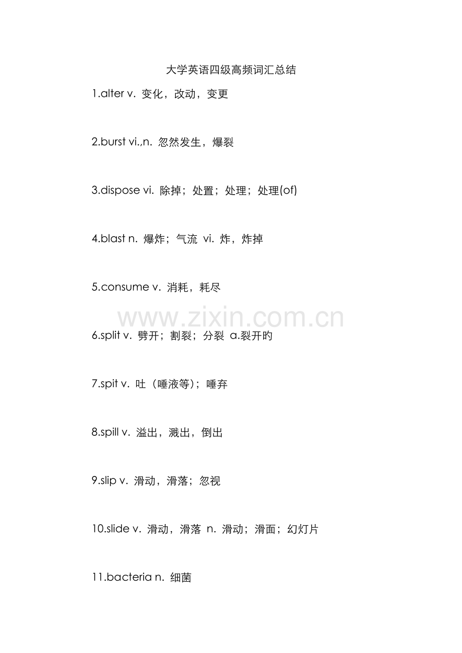 2022年大学英语四级高频词汇总结.doc_第1页