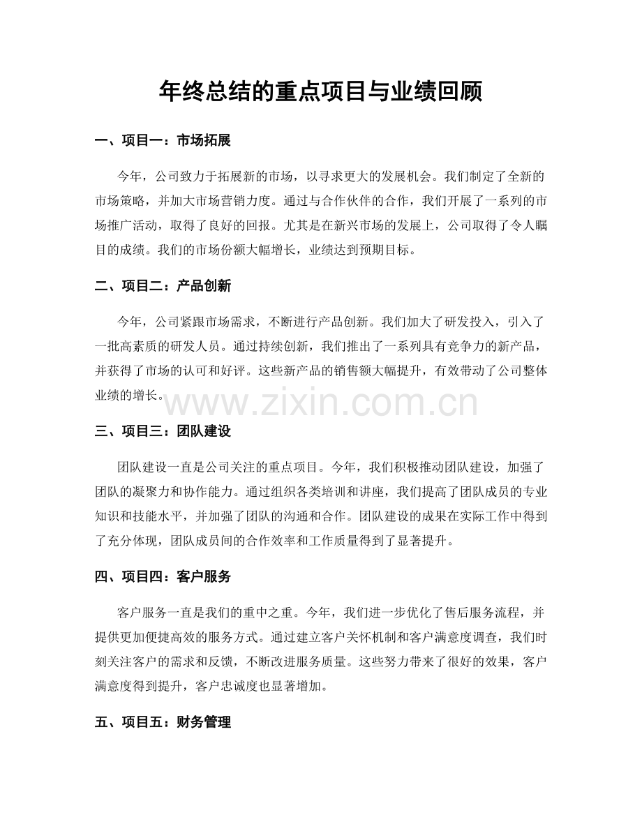 年终总结的重点项目与业绩回顾.docx_第1页