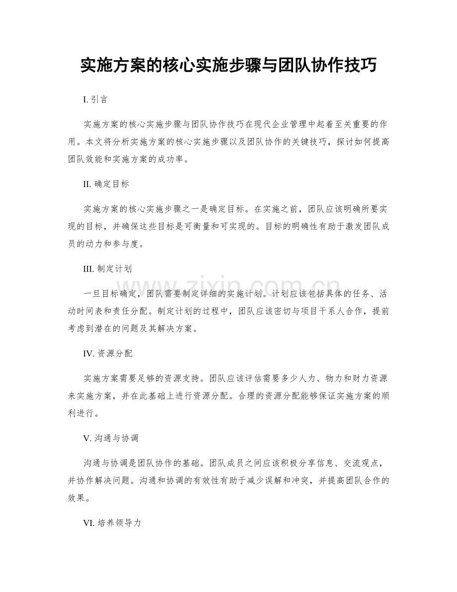 实施方案的核心实施步骤与团队协作技巧.docx_第1页