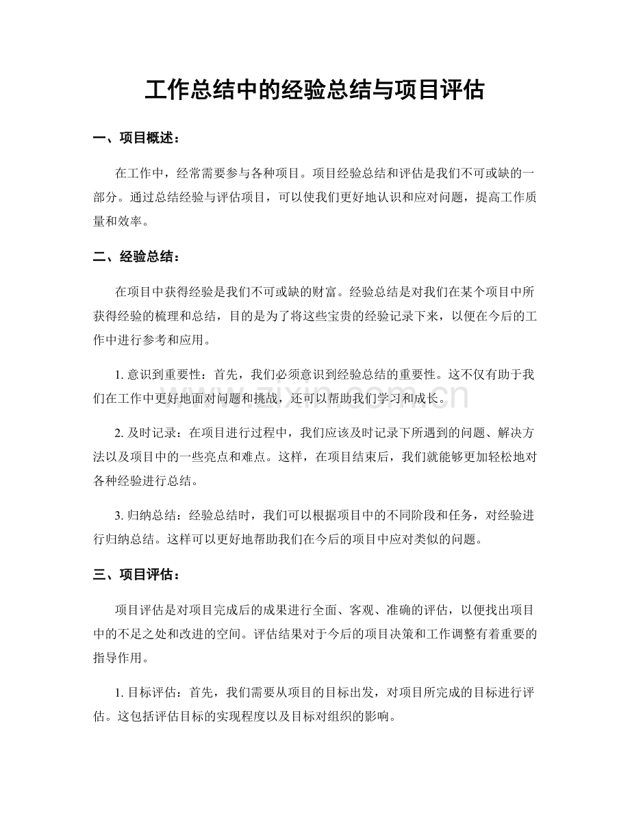 工作总结中的经验总结与项目评估.docx_第1页