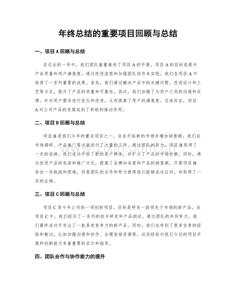 年终总结的重要项目回顾与总结.docx_第1页