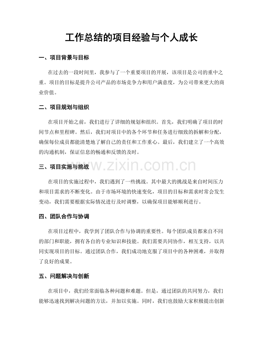 工作总结的项目经验与个人成长.docx_第1页