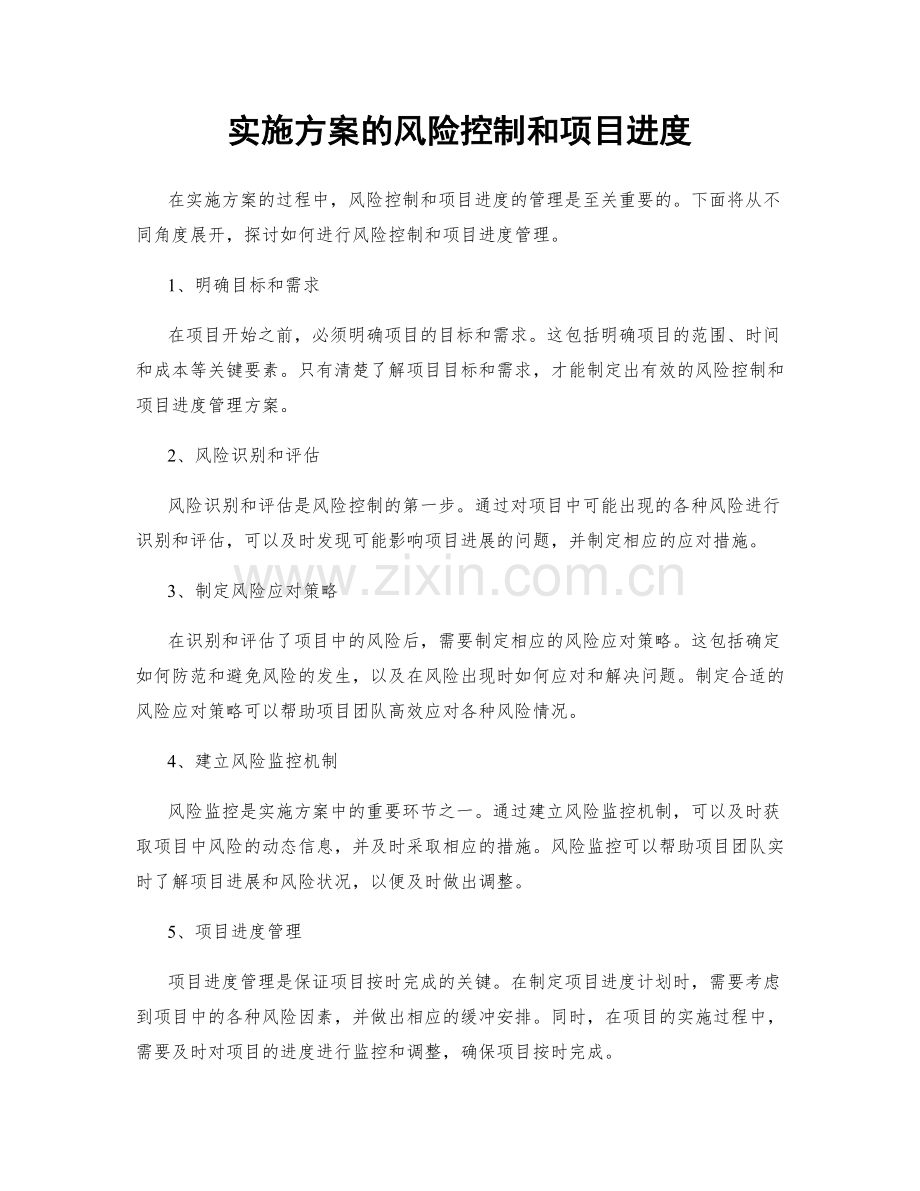 实施方案的风险控制和项目进度.docx_第1页