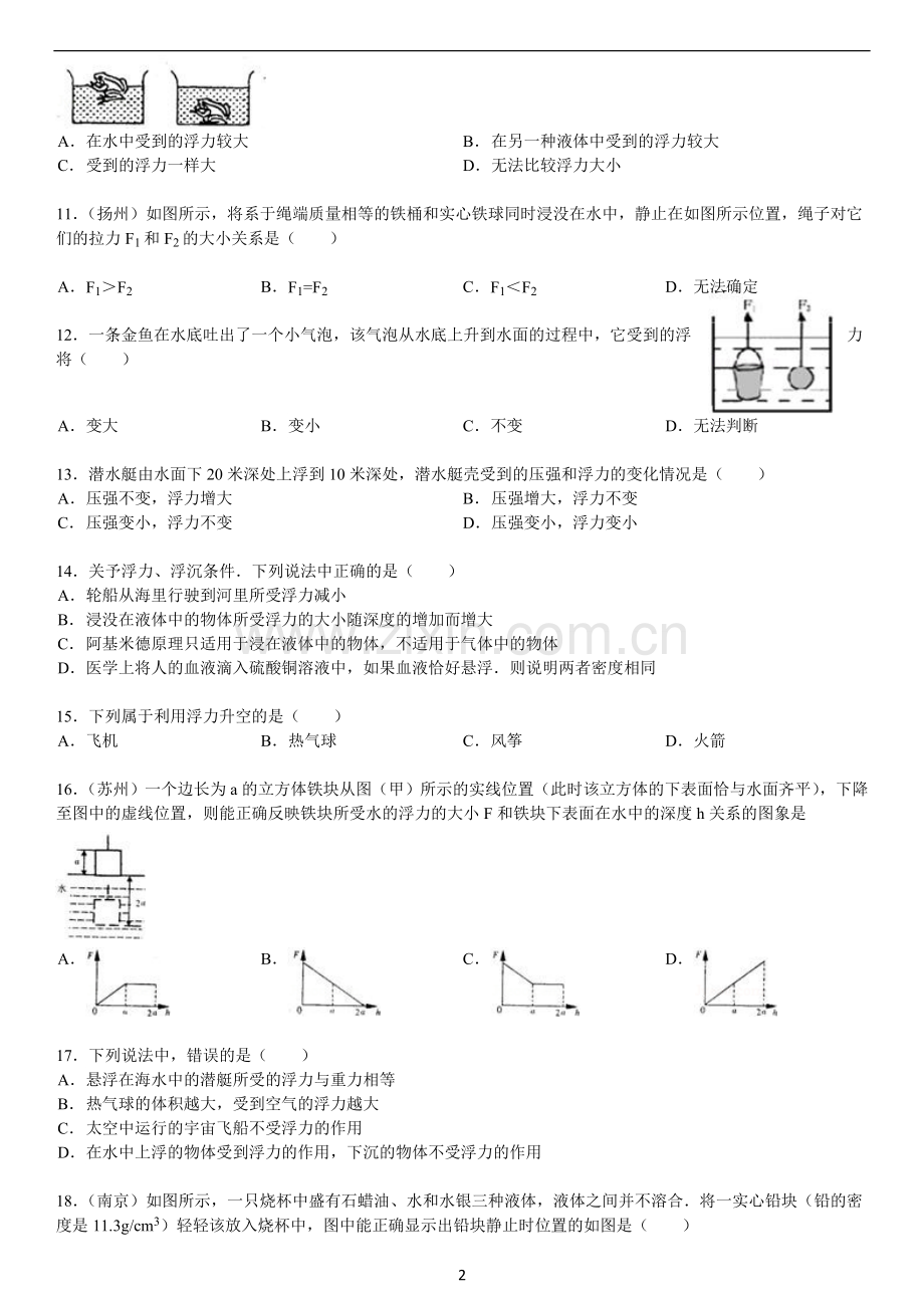 2017年中考物理浮力经典难题全套(答案).doc_第2页