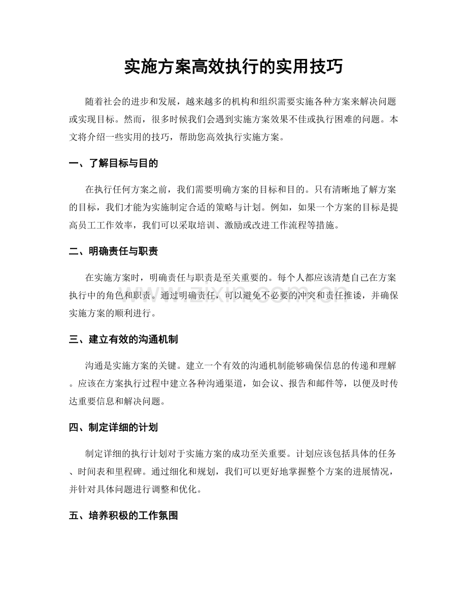 实施方案高效执行的实用技巧.docx_第1页