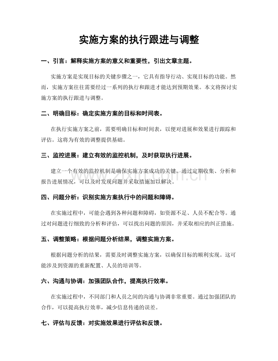 实施方案的执行跟进与调整.docx_第1页