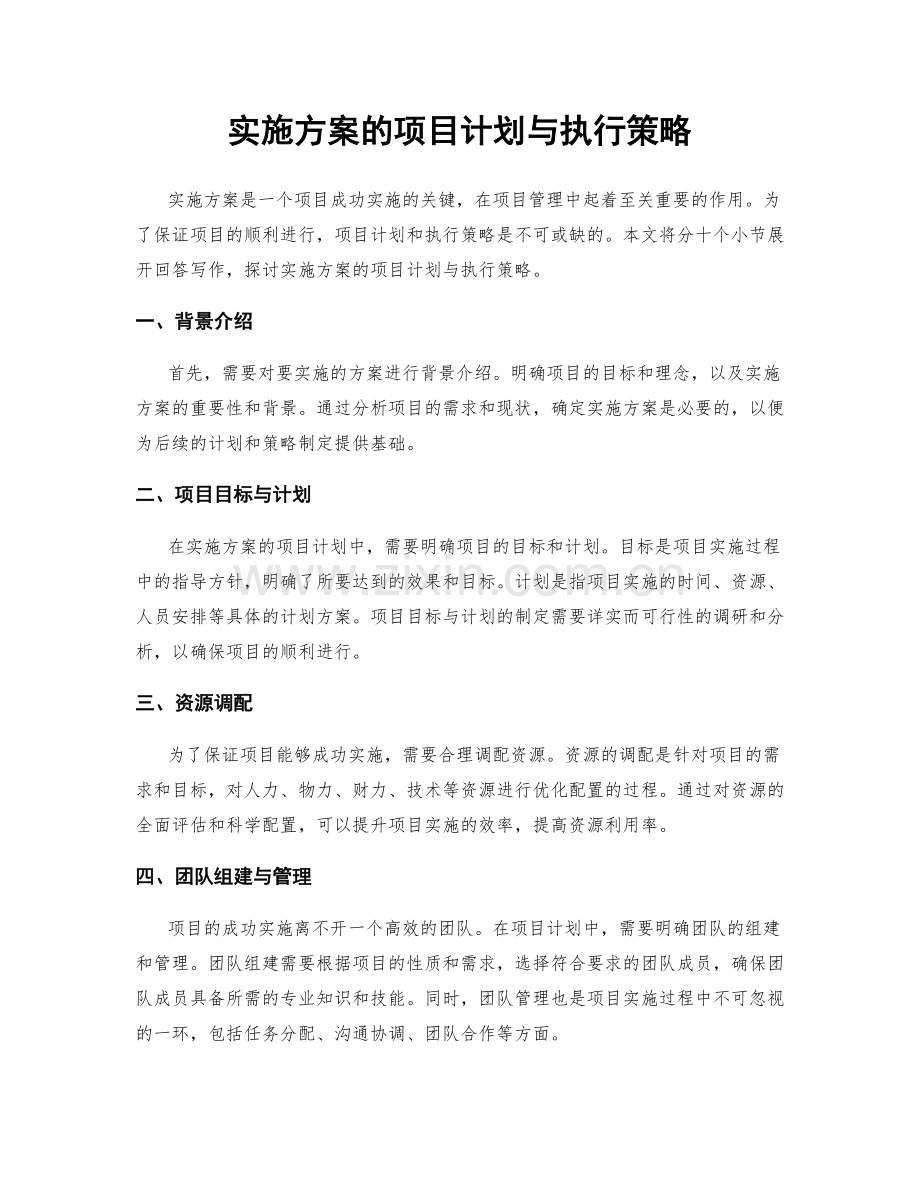 实施方案的项目计划与执行策略.docx_第1页