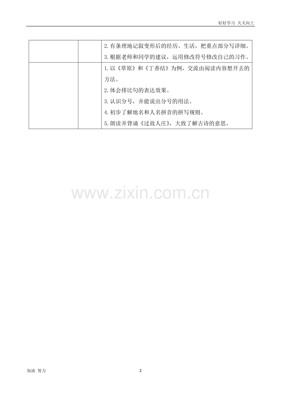 小学语文人教版六年级上册《第一单元统整备课》word版教案.docx_第2页