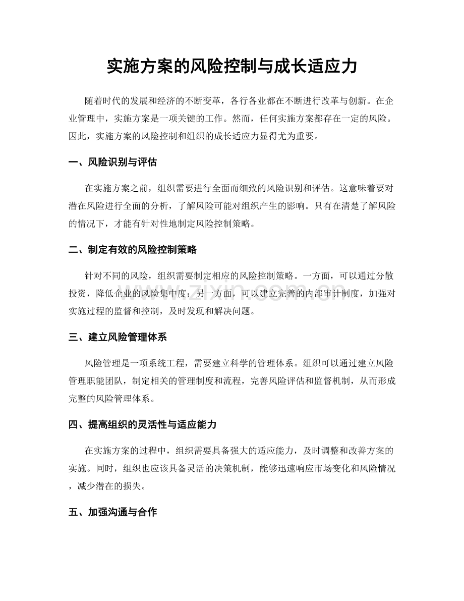 实施方案的风险控制与成长适应力.docx_第1页