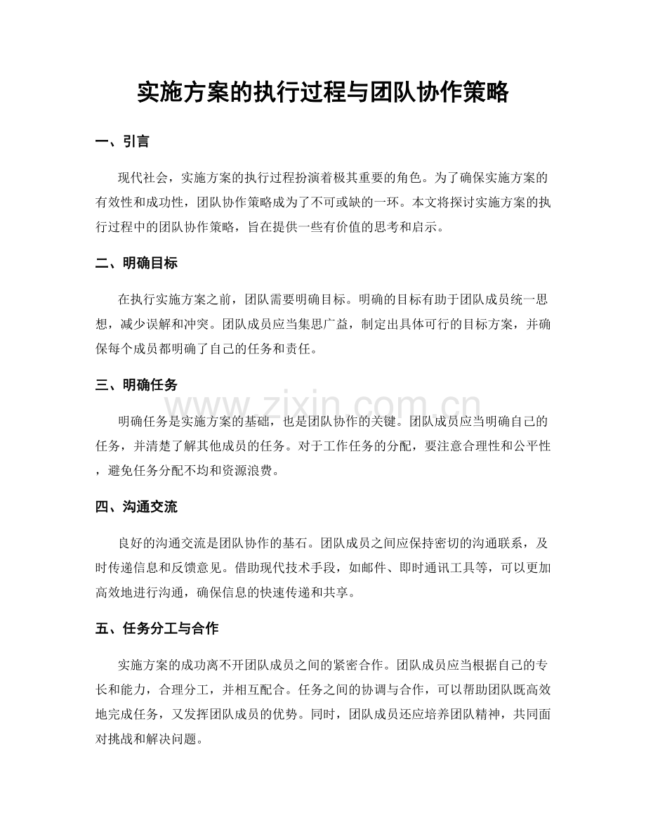 实施方案的执行过程与团队协作策略.docx_第1页