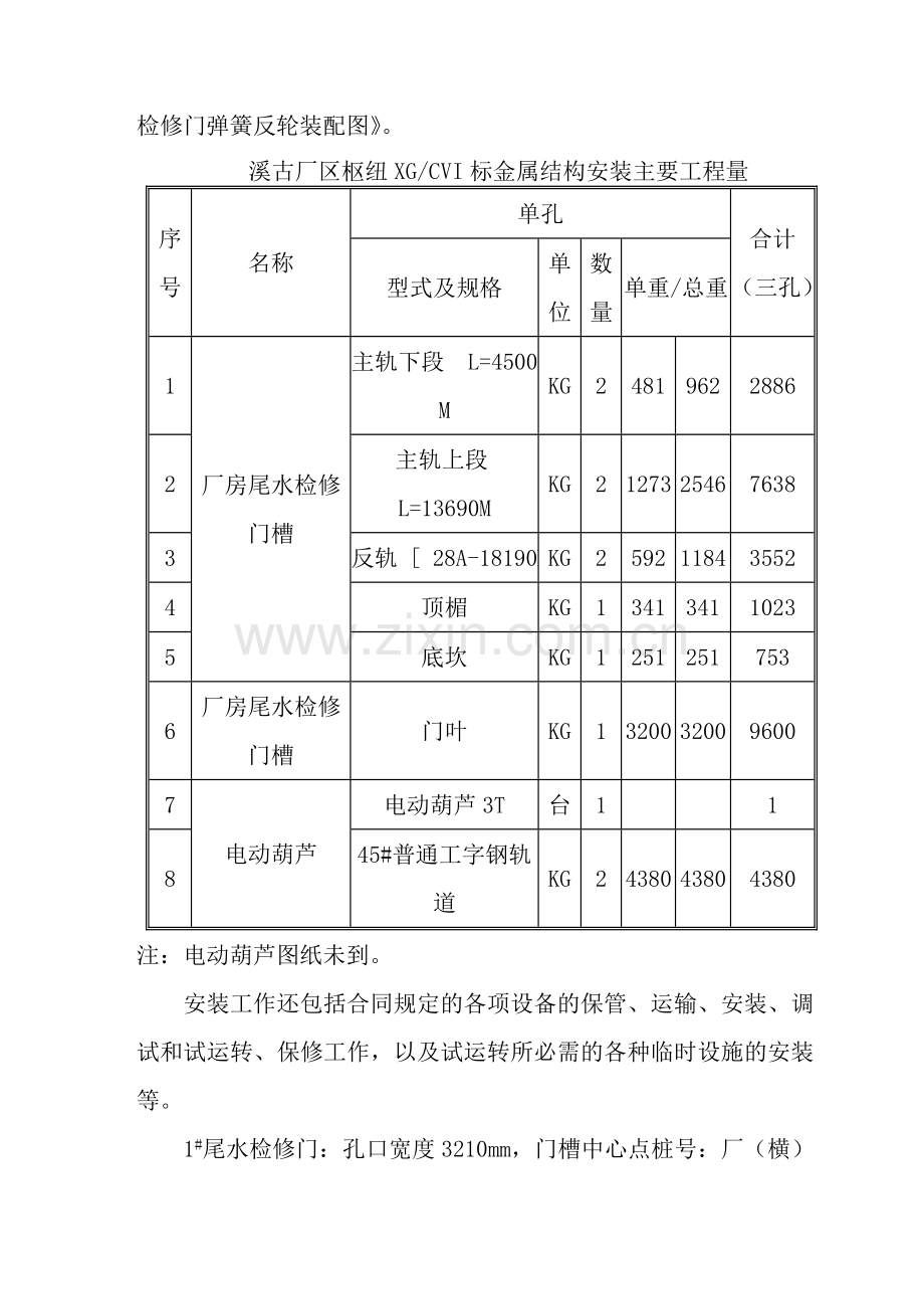 四川某水电站厂区枢纽尾水检修闸门金属结构安装工程专项施工方案.doc_第2页