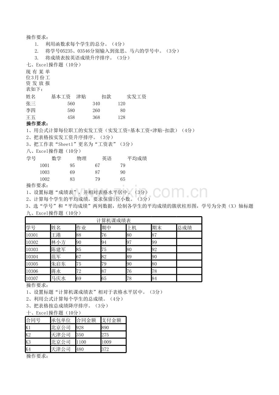 初中信息技术excel操作题.xls_第3页