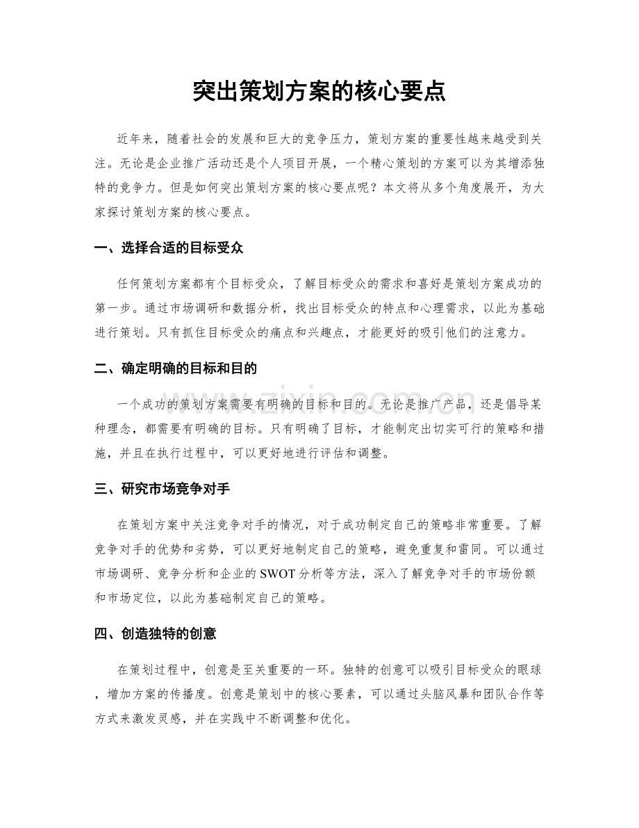 突出策划方案的核心要点.docx_第1页