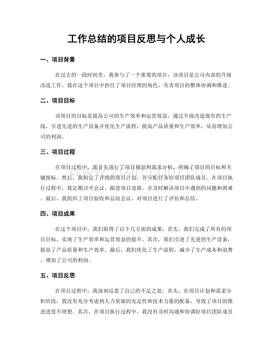 工作总结的项目反思与个人成长.docx_第1页