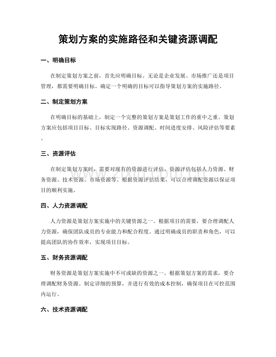 策划方案的实施路径和关键资源调配.docx_第1页