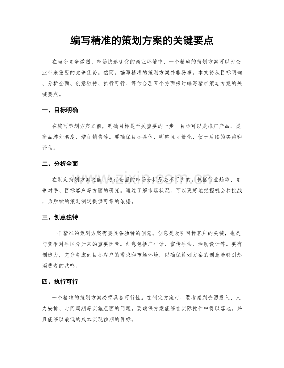 编写精准的策划方案的关键要点.docx_第1页